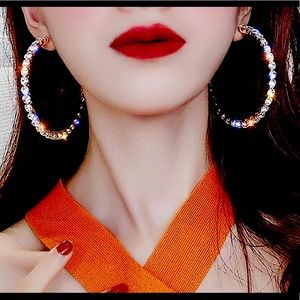 Big Bling Sparkling Rhinestone Crystal Hoop Earrings